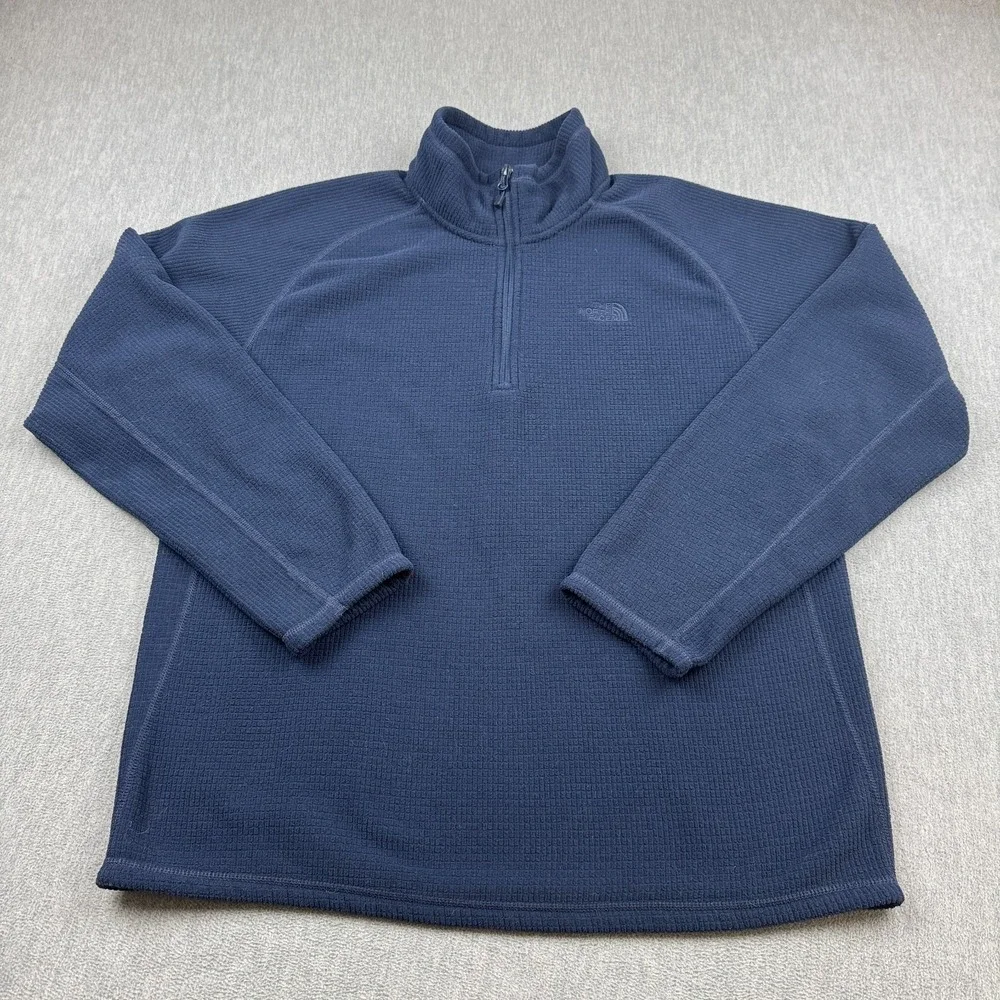 The North Face Sweater‎ Mens Large Blue1/4 Zip Fleece Pullover Mock Neck Casual